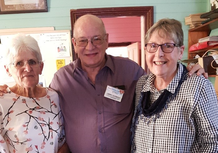 Gwenda Allen (Kimbriki Craft group), Terry Tournoff and Patricia Flemming (Wingham Tuesday group)